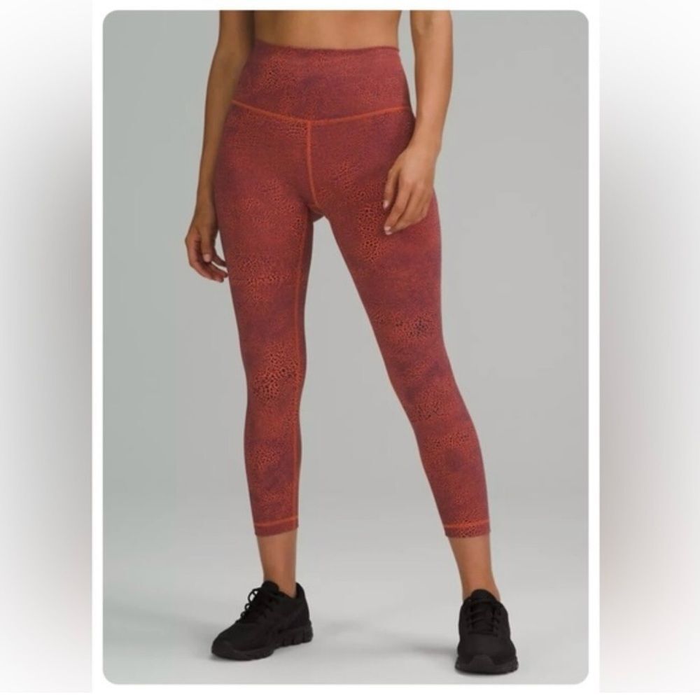 NWT Lululemon Wunder Train HR Tight 25" Crackle Glaze Vintage Orange Size‎ 2